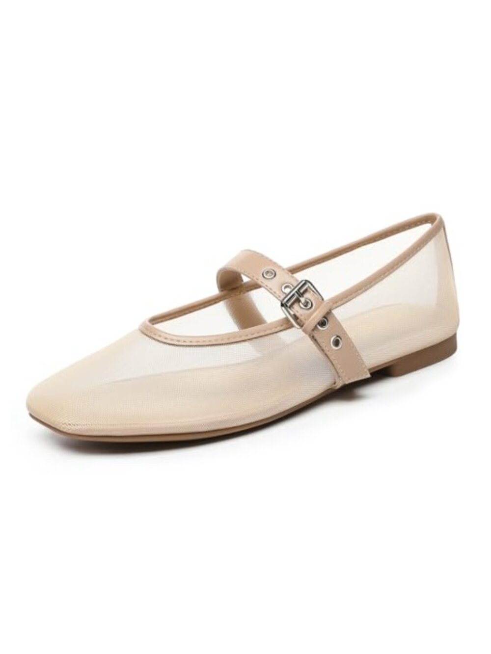 Mesh Ballet Flats Square Toe Mary Jane Comfortable Casual Ballerina Shoes